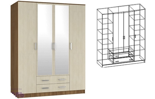 Фото Шкаф Светлана (168) четырехдверный от производителя Мебель Маркет в Мелитополе по цене 34&nbsp;440 ₽