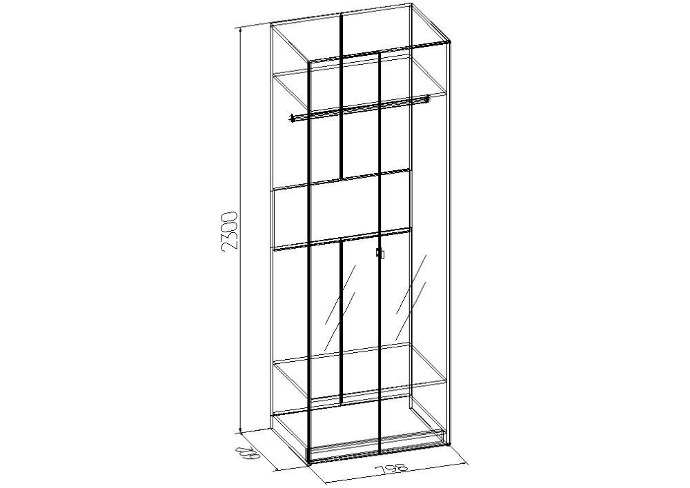 Фото Шкаф Bauhaus-8 (80) с зеркалами двухдверный от производителя Глазов в Мелитополе по цене 18 210 ₽