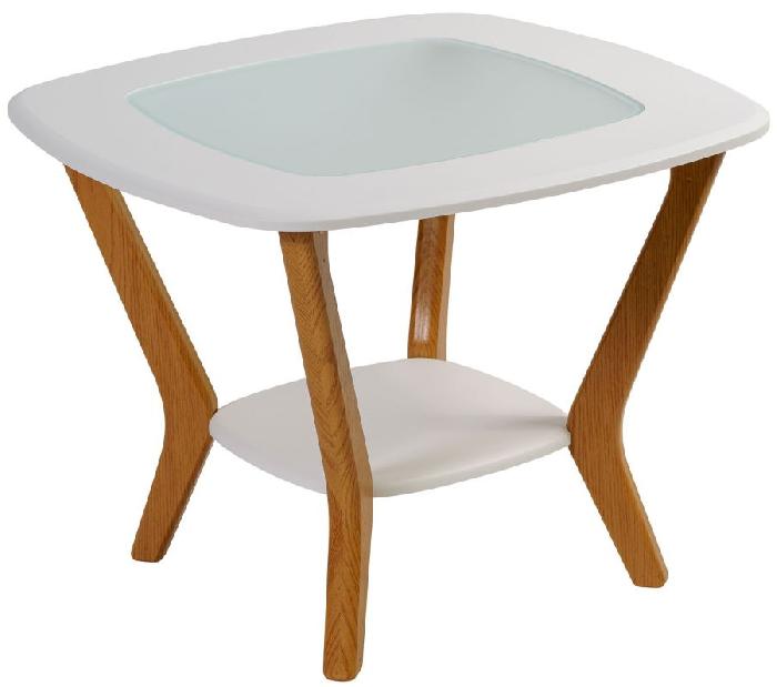 Стол журнальный Мельбурн (мдф, мдф-стекло-белый-матовое,  дуб светлый (Калифорния) ) Стол журнальный Мельбурн (мдф, мдф-стекло-белый-матовое,  дуб светлый (Калифорния) )