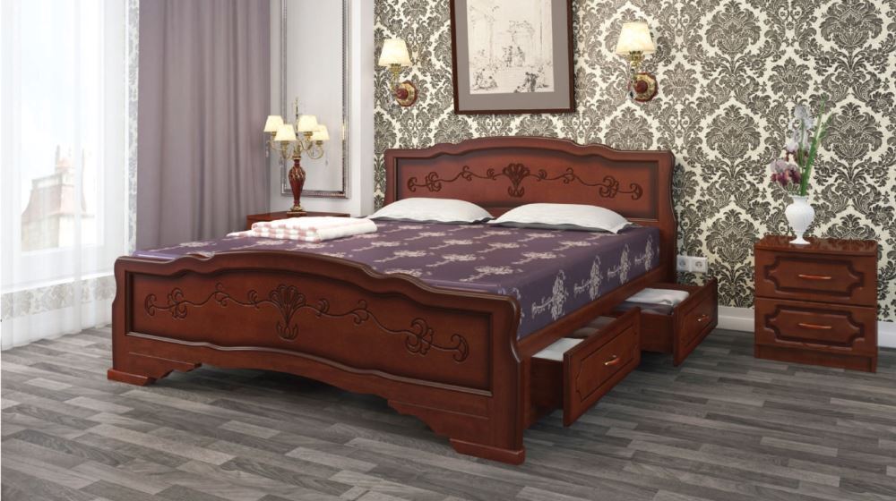 Фото Кровать односпальная Карина-6 (СМ 90х200) с выдвижными ящиками, без основания с универсальными царга от производителя Браво-мебель в Мелитополе по цене 26 220 ₽