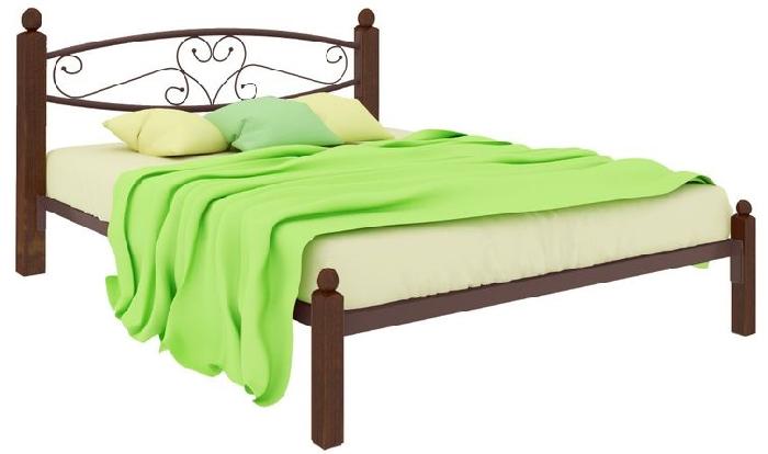 Кровать двуспальная Каролина Lux (СМ 160х190) трубка металл ( 160х190 , металл/дерево , медная шагрень , без подъемного мех. , без ящиков , без матраса (Милсон) )