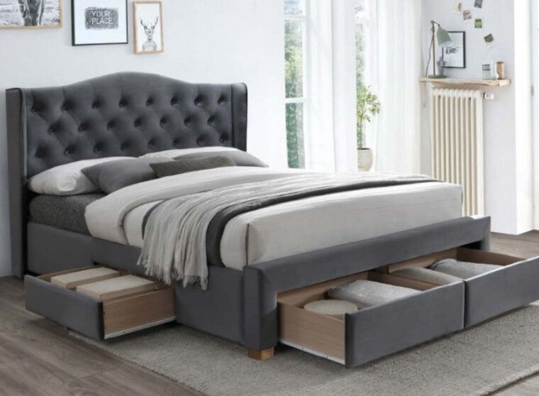 Фото Кровать двуспальная Signal Aspen velvet bluvel II (СМ 160х200) c ортопедическим основанием от производителя Signal в Мелитополе по цене 99 730 ₽