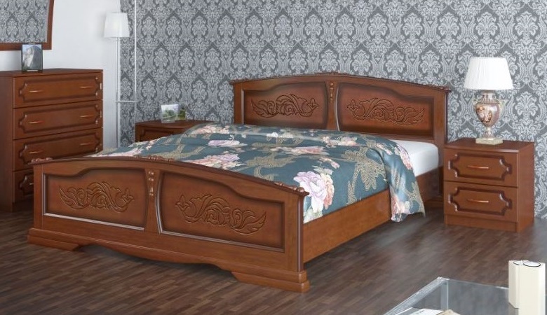 Фото Кровать двуспальная Елена (СМ 180х200) без основания с универсальными царгами от производителя Браво-мебель в Мелитополе по цене 28 660 ₽