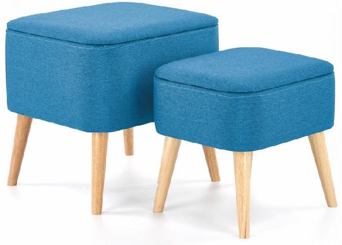 Комплект Halmar Pula (2 пуфа) (ткань, натуральный, синий (Halmar ) ) Комплект Halmar Pula (2 пуфа) (ткань, натуральный, синий (Halmar ) )