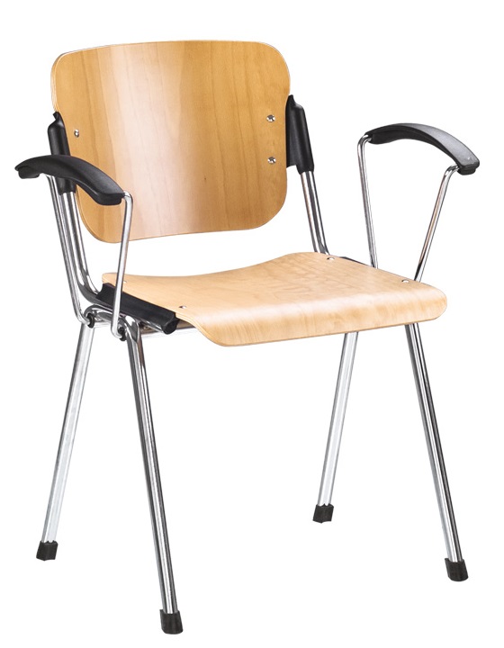Фото Стул для посетителя Эра (Era) wood arm (хром) от производителя Новый стиль в Мелитополе по цене 4 840 ₽