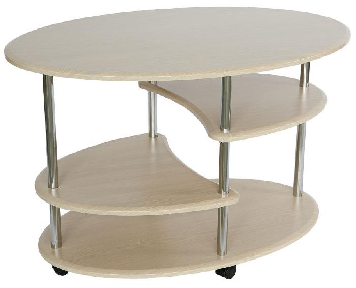 Стол журнальный Эллипс (пластик, мдф-дуб беленый,  черный (Калифорния) ) Стол журнальный Эллипс (пластик, мдф-дуб беленый,  черный (Калифорния) )