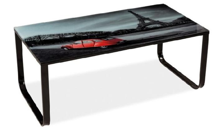 Стол журнальный Signal Taxi II (металл окрашенный, стекло-фотопечать париж,  черный (Signal) )