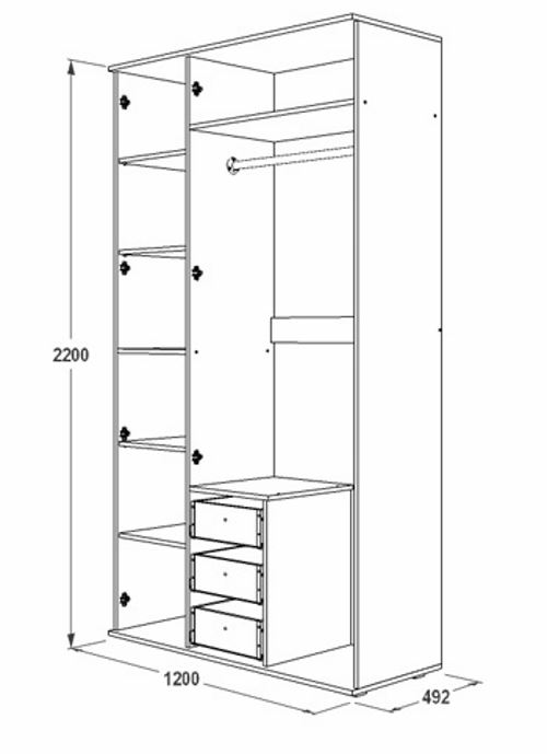 Фото Шкаф Ольга-14 (120) трехдверный  от производителя Фант-мебель в Мелитополе по цене 23 110 ₽
